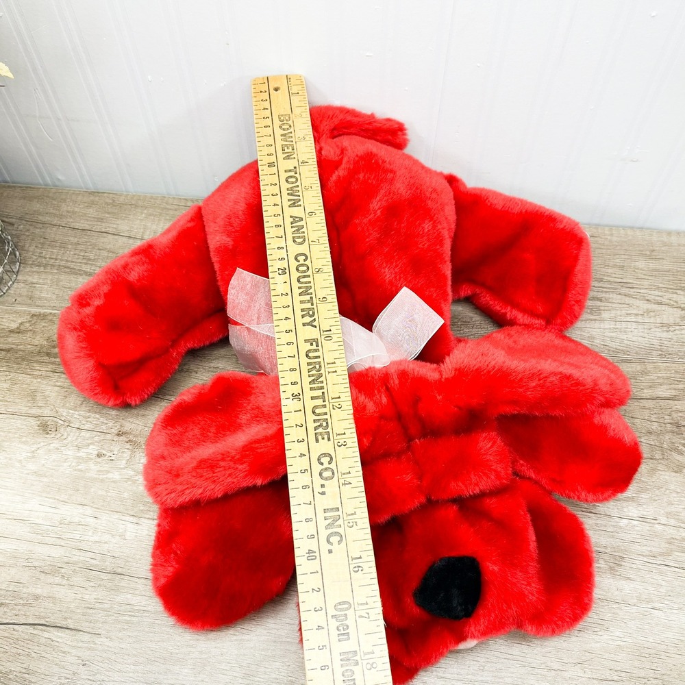 Kids of America Red Plush Dog Floppy Stuffed Animal Pink Bow 2003 Vintage 17in - Picture 5 of 11